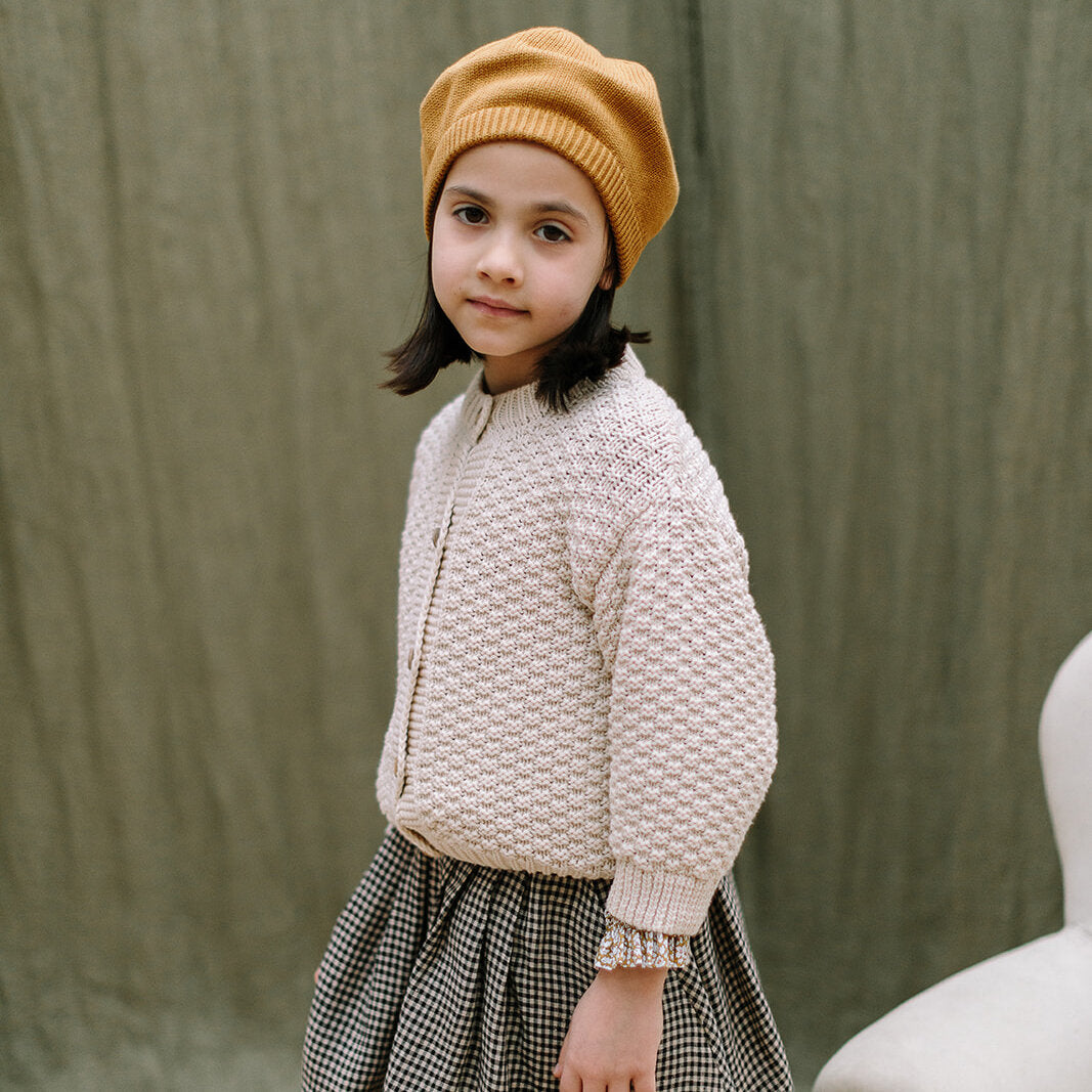 Nellie Quats Tag Beret Mustard for toddlers and kids/children