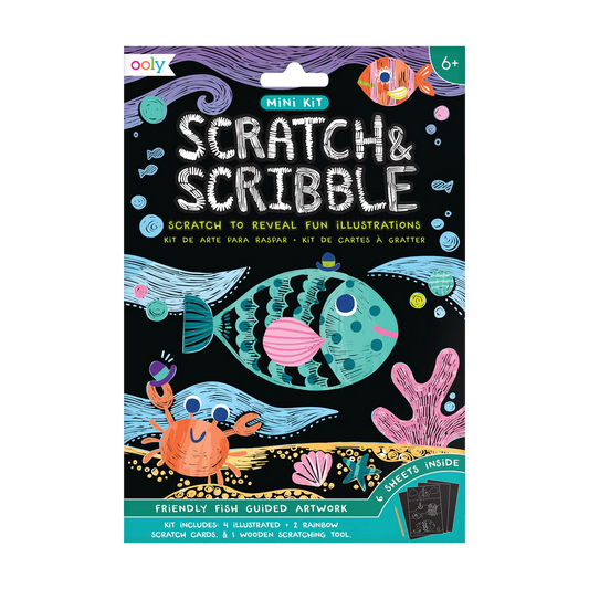OOLY Friendly Fish Scratch and Scribble Mini Scratch Art Kit