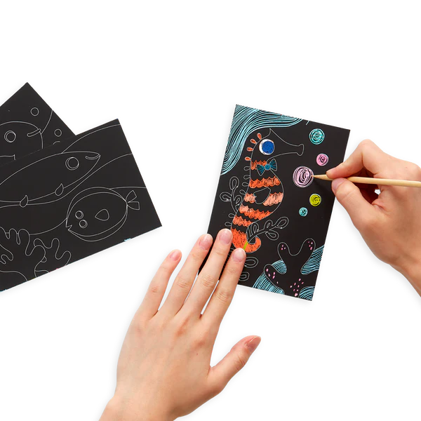 OOLY Friendly Fish Scratch and Scribble Mini Scratch Art Kit