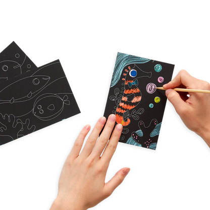 OOLY Friendly Fish Scratch and Scribble Mini Scratch Art Kit