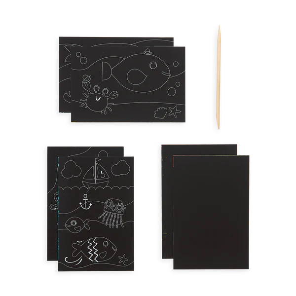 OOLY Friendly Fish Scratch and Scribble Mini Scratch Art Kit