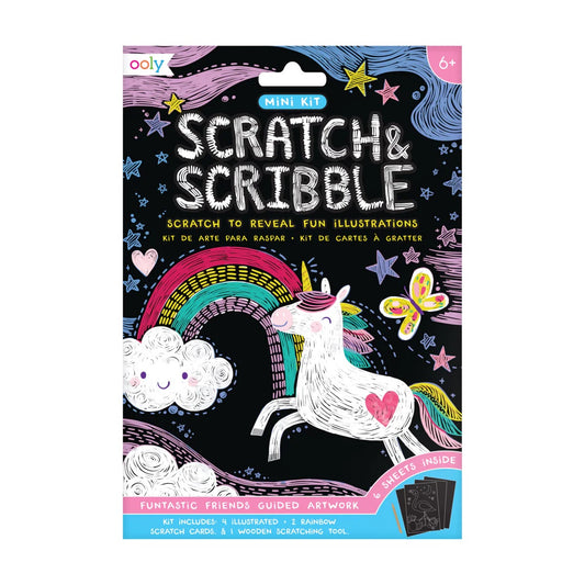 OOLY Funtastic Friends Scratch and Scribble Mini Scratch Art Kit