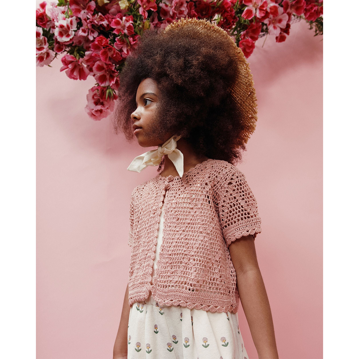 Emile Et Ida Heart Cardigan in pink