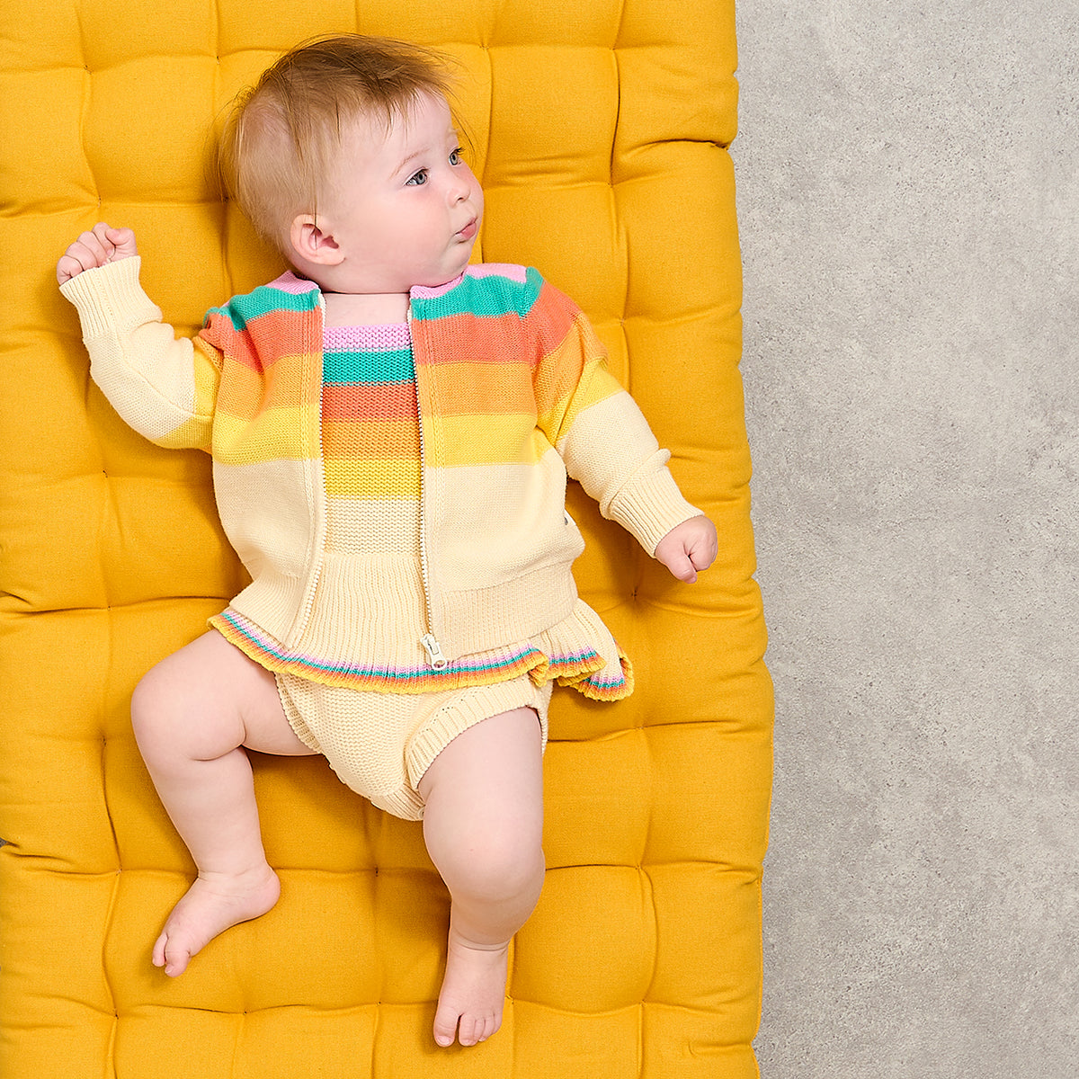 The Bonnie Mob Barnacle Stripe knitted Cardigan for babies and toddlers
