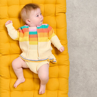 The Bonnie Mob Barnacle Stripe knitted Cardigan for babies and toddlers
