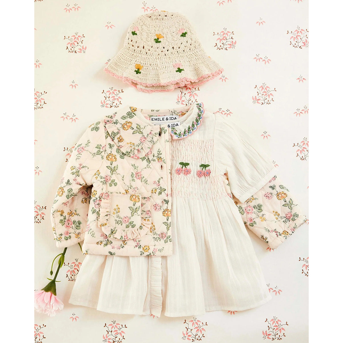 Emile Et Ida Smocked Hand Embroidered Dress