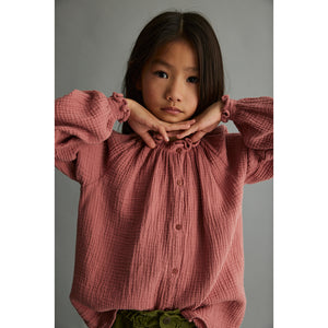 Cozmo Blanca Textured Blouse with long sleeves and smocked cuffs for toddlers, kids/children and tweens