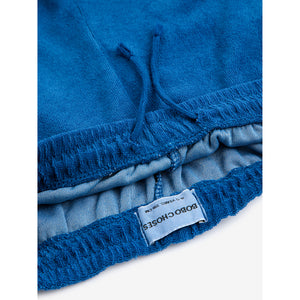 Bobo Choses Blue Terry Bermuda Shorts in a loose fit for toddlers, kids/children and tweens