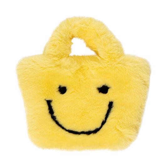 Malibu Sugar Faux Fur Fuzzy Happy Face Purse