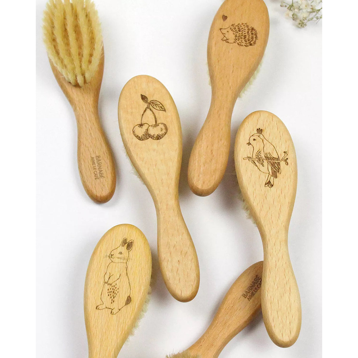 Barnabé Aime Le Café Wood Baby Hairbrush for gentle and delicate brushing