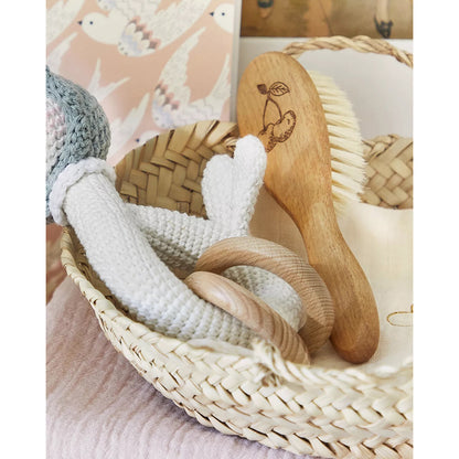 Barnabé Aime Le Café Wood Baby Hairbrush with white silk bristles