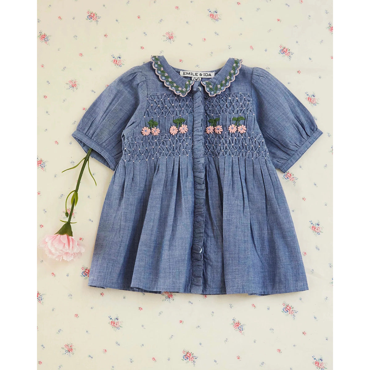Emile Et Ida Smocked Hand Embroidered Dress
