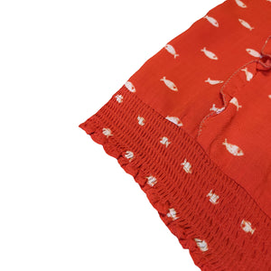 red sleeveless lya blouse with an all-over white fish print from bellerose for kids/children and teens/teenagers
