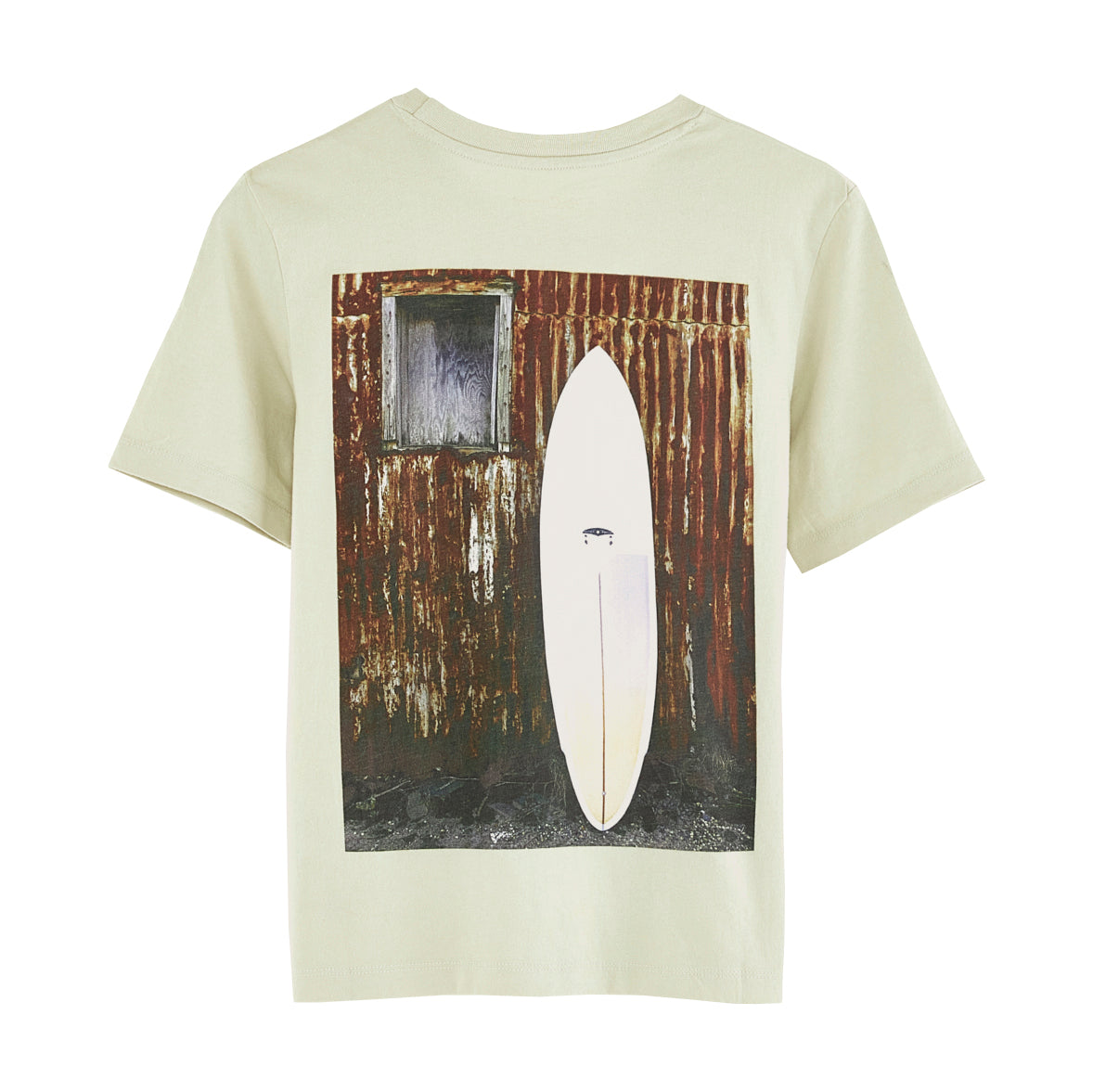 Bellerose Kenny T-Shirt with a surf-inspired photo print by Daniil Lavrovski in the back