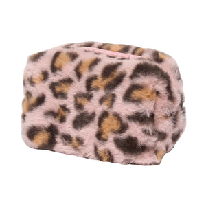 Malibu Sugar Fuzzy Leopard Cosmetic Bag