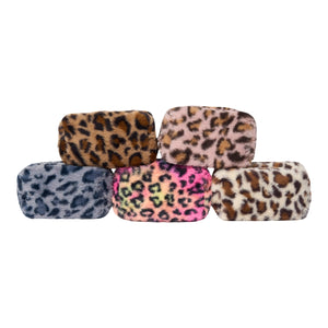 Malibu Sugar Fuzzy Leopard Cosmetic Bag for adults