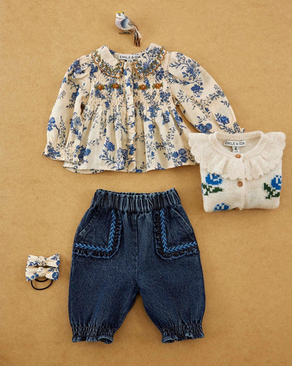 Emile Et Ida Embroidered Smocked Blouse