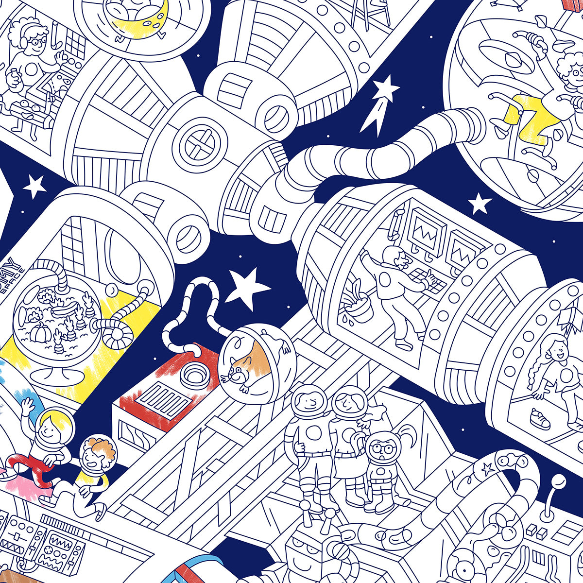 OMY Giant Poster & Stickers - Space Station for boys/girls