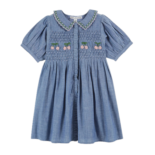 Emile Et Ida Smocked Hand Embroidered Dress