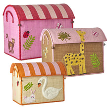 Load image into Gallery viewer, Rice Raffia Toy Storage Basket: Wildlife 