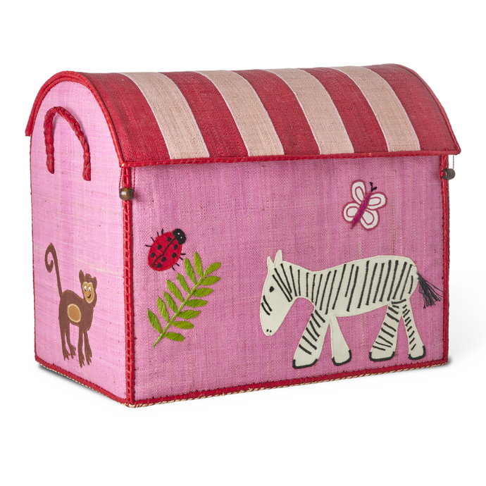 Rice Raffia Toy Storage Basket: Wildlife- Large