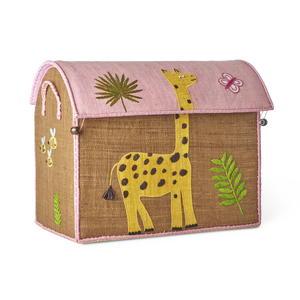 Rice Raffia Toy Storage Basket: Wildlife- Medium