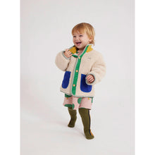 Load image into Gallery viewer, Bobo Choses Colour Block Sheepskin Jacket with patch pockets and front button closure for babies and toddlers