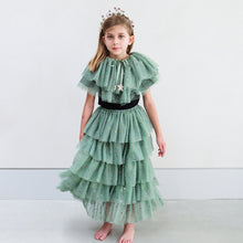 Load image into Gallery viewer, Mimi &amp; Lula Christmas Tree Long Tutu with layers of super soft green tulle scattered with multicoloured metallic stars