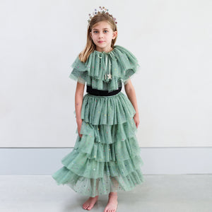 Mimi & Lula Christmas Tree Long Tutu with layers of super soft green tulle scattered with multicoloured metallic stars