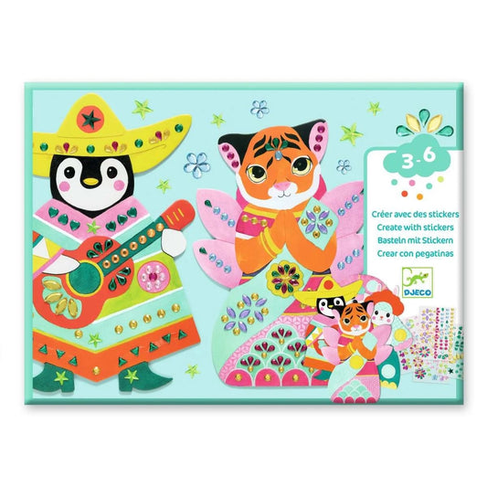 Djeco Create With Stickers - Rhinestone Animals