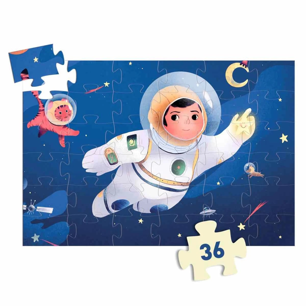 Djeco Silhouette Puzzles - An Astronaut On The Moon