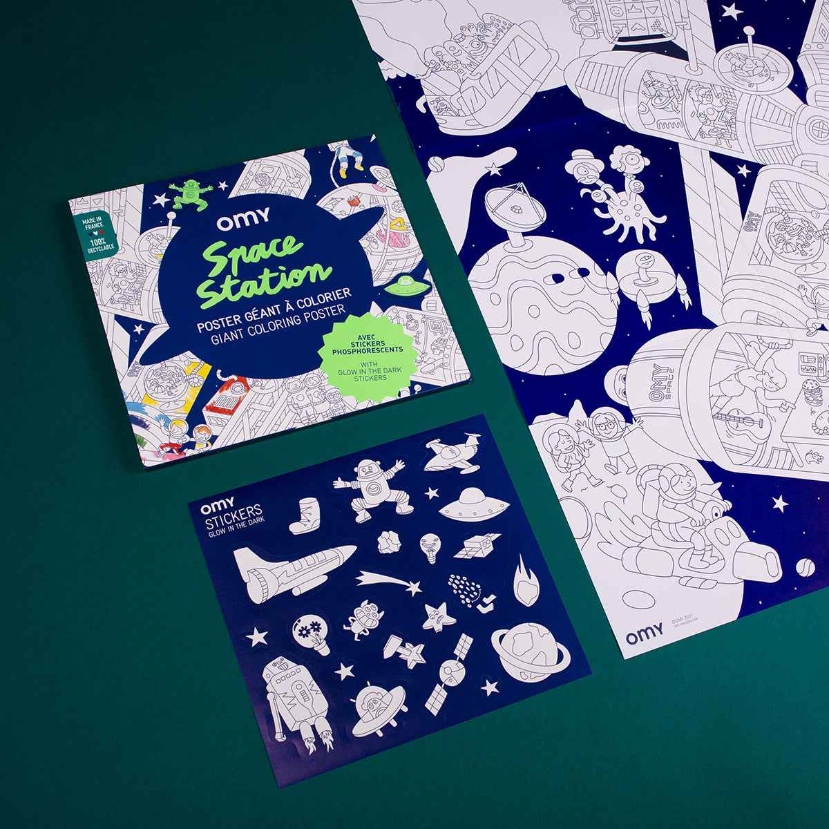 OMY Giant Poster & Stickers - Space Station for fun play