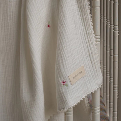 Avery Row Embroidered Muslin Blanket
