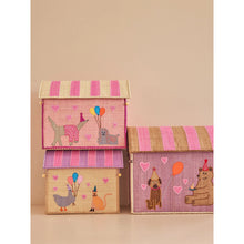 Load image into Gallery viewer, Products Rice Raffia Toy Storage Basket: Pink Party Animal Theme 