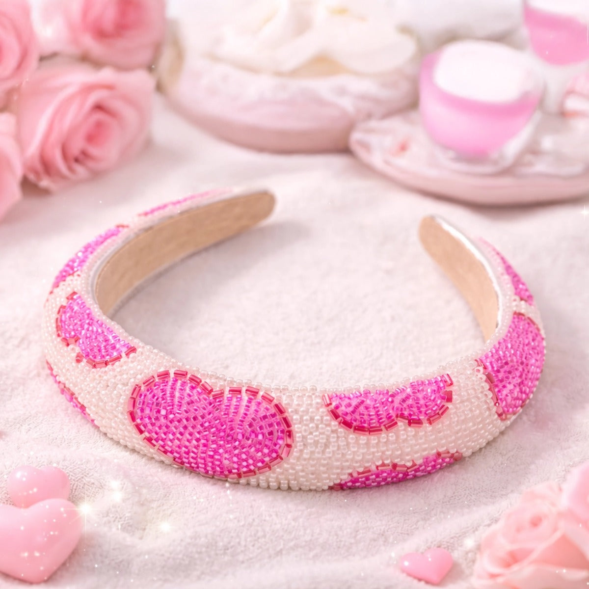 Malibu Sugar Beaded Heart Headband