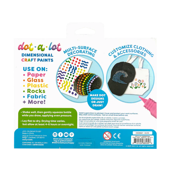 OOLY Dot-A-Lot: Dimensional Craft Paint- Bright (Set of 8)