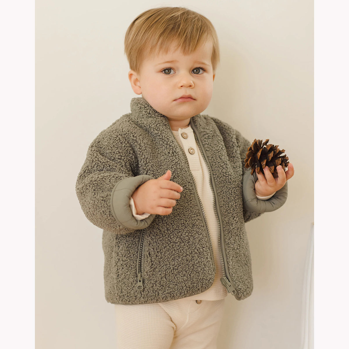 Quincy Mae Shearling Zip Jacket