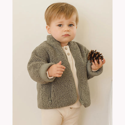 Quincy Mae Shearling Zip Jacket