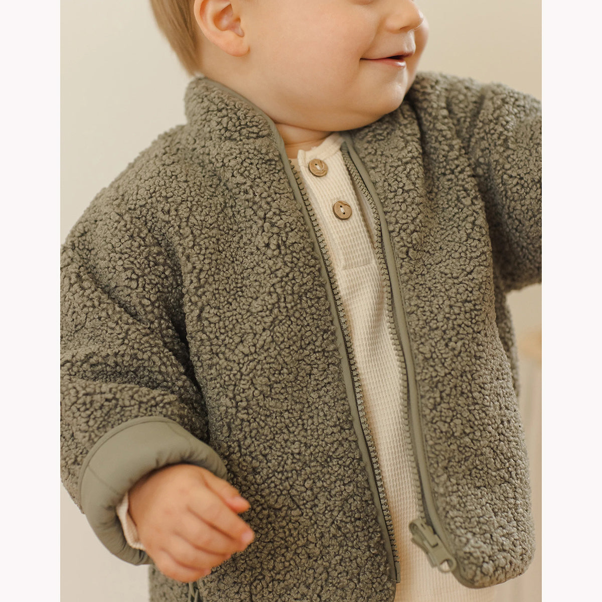 Quincy Mae Shearling Zip Jacket