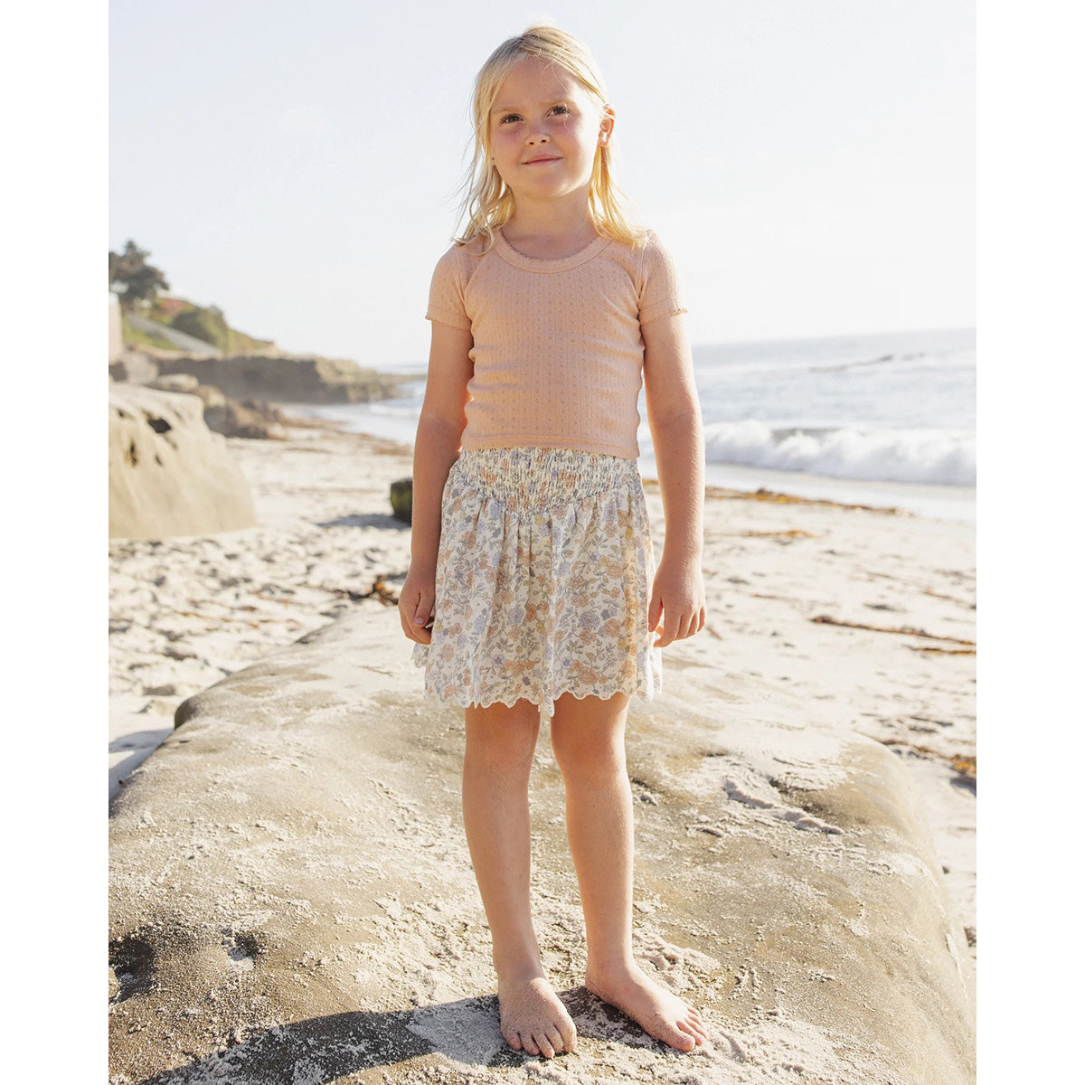 Rylee + Cru Smocked V Mini Skirt
