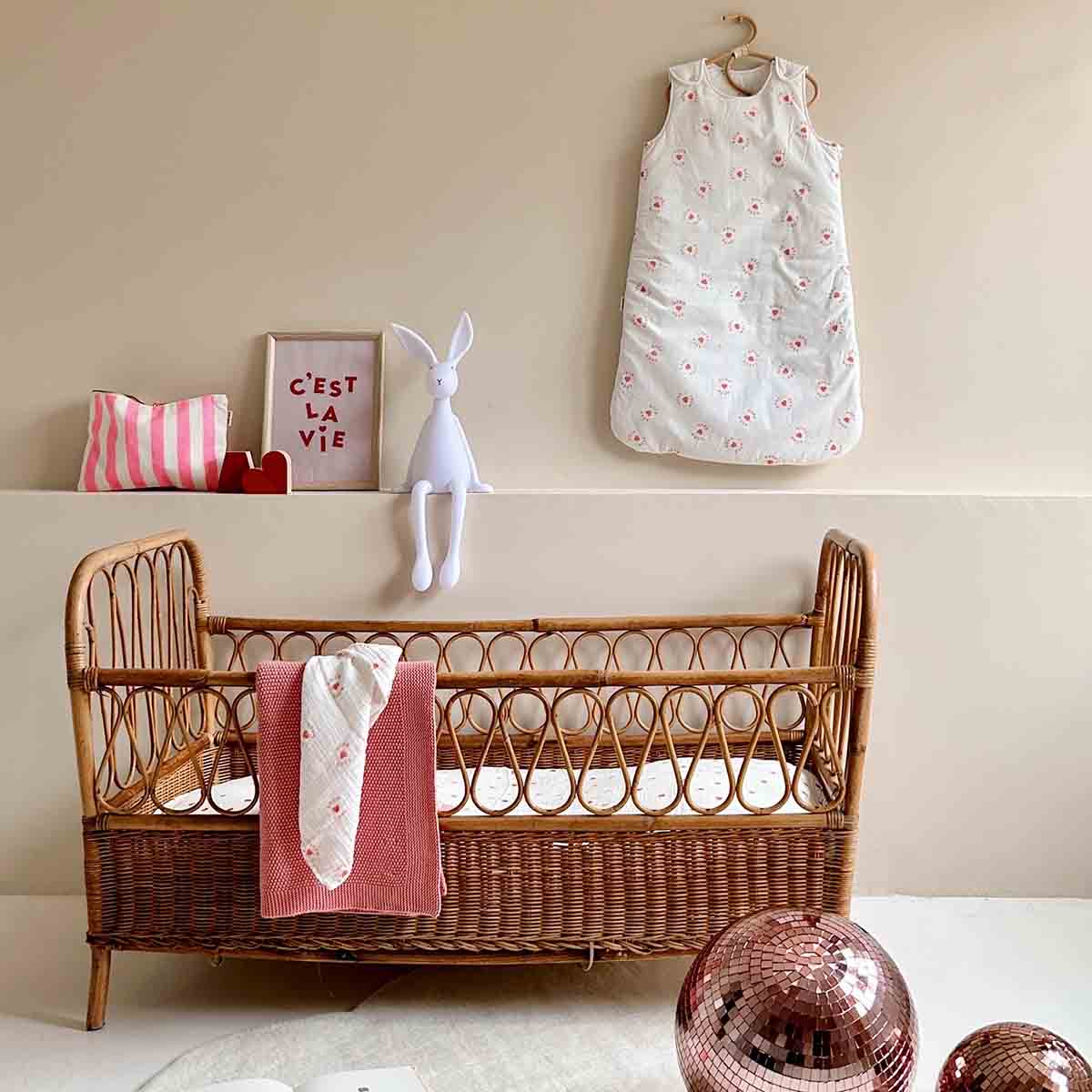 Rose In April Baby Cotton Blanket in pink