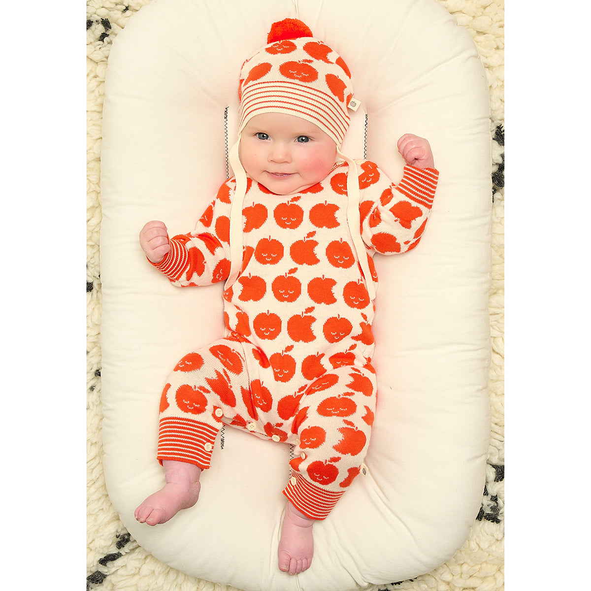 The Bonnie Mob Skittle Apple Knit Playsuit for babies