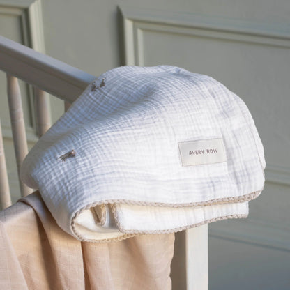 Avery Row Embroidered Muslin Blanket