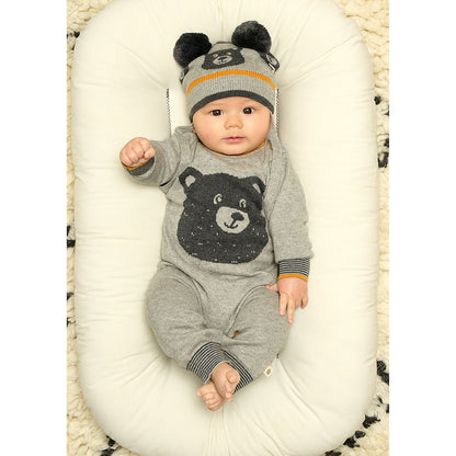 The Bonnie Mob Intarsia Toffee Bear Playsuit for babies