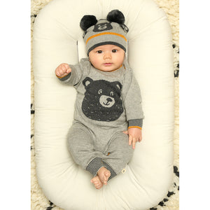 The Bonnie Mob Intarsia Toffee Bear Playsuit for babies