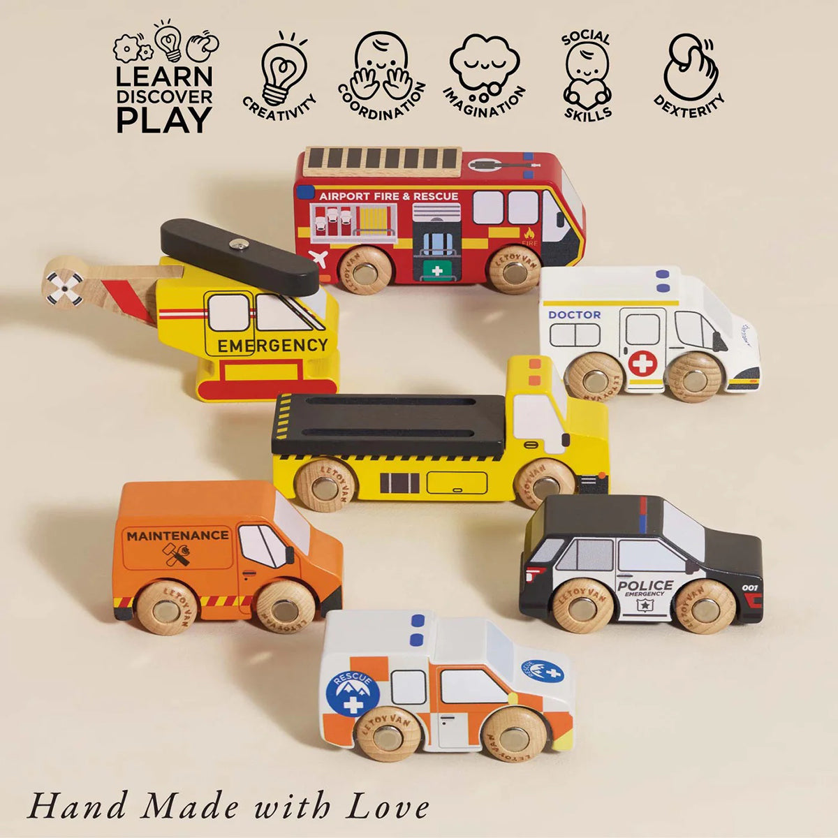 Le Toy Van Emergency Helicopter & Rescue Cars