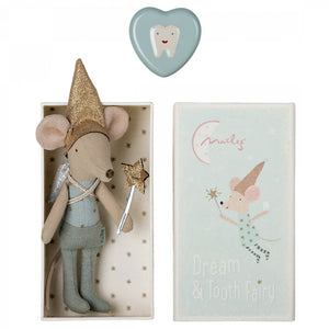 Maileg Tooth Fairy Mouse in Matchbox with tooth box