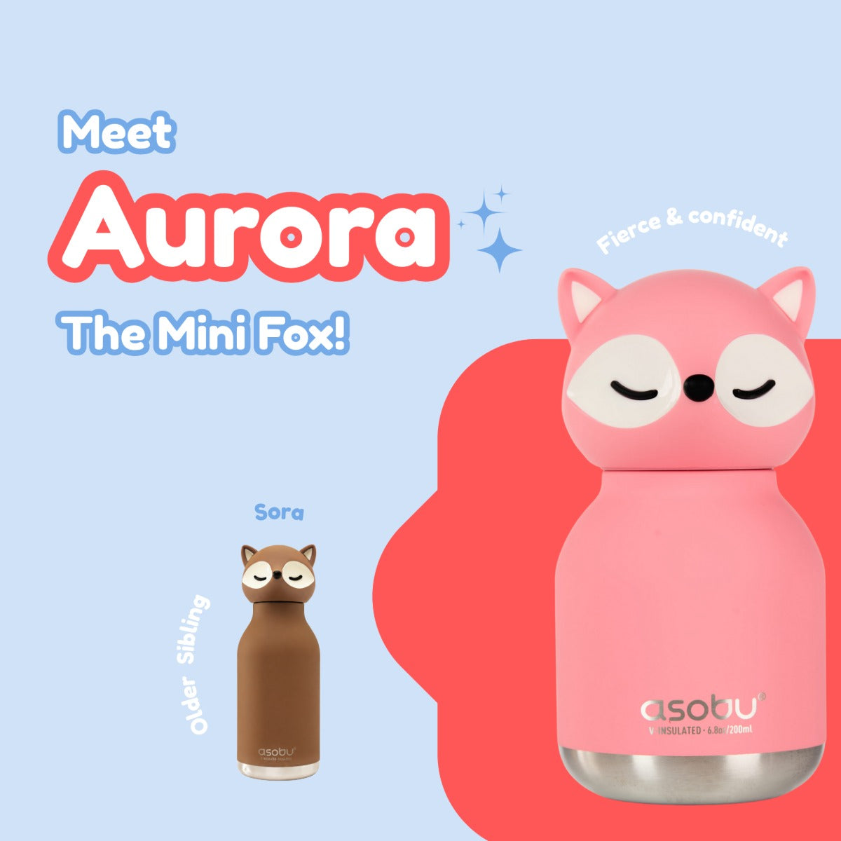 Asobu Pink Fox Mini Bestie Bottle