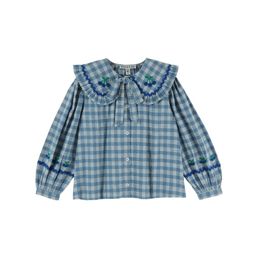 Emile et Ida Checked Large Collar Blouse