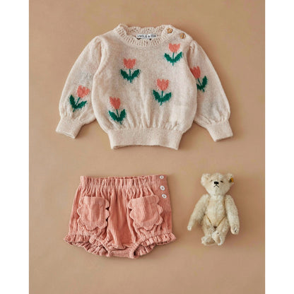 Emile et Ida Intarsia Tulips Baby Pullover